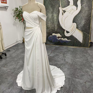 Vestido de Novia Satinado Jancember LSSG156, Vestido de Novia de Un Solo Hombro, Corte en A, Vestido de Novia Moderno para Boda <span class=keywords><strong>Civil</strong></span> - Product Image 5