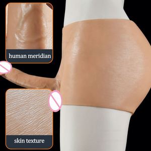 Pantalons de pénis insérables jouets sexuels pour femmes hommes sous-vêtements sensation de peau creux/solide Silicone lesbienne Strapon gode culotte - Product Image 6