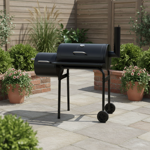 Barbecue au <span class=keywords><strong>charbon</strong></span> de <span class=keywords><strong>bois</strong></span> moderne en fer, fumoir déporté, robuste, portable, avec chariot, multifonctionnel pour la cuisson de la viande en extérieur - Product Image 2