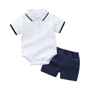 Nouveau bébé garçon vêtements ensemble enfants été Polo barboteuse court 2 pièces costume garçon vêtements ensembles - Product Image 2
