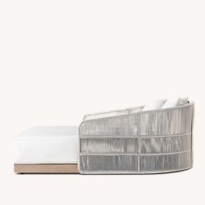 Chaise longue de jardin moderne en teck et corde, durable et luxueuse, idéale pour les hôtels, les patios, les piscines, les parcs, les cours et les villas - Product Image 5