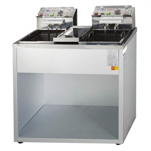 Friteuse électrique à double cuve, corps en acier thermolaqué, deux grandes cuves à huile, chauffage haute performance, contrôle analogique de la température et du temps. - Product Image 2