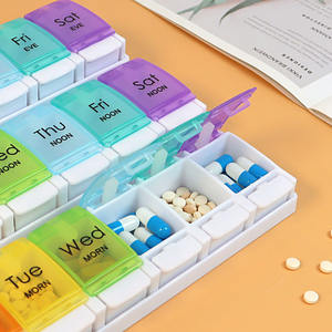 Nouvelle <span class=keywords><strong>presse</strong></span> bouton poussoir grande capacité amovible chaque semaine 3 fois par jour 7 jours 21 compartiments portable pilulier boîte de rangement - Product Image 4