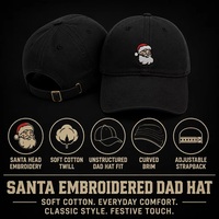 Casquette de baseball en coton à 6 panneaux personnalisée avec broderie Père Noël, réglable, pour les fêtes de Noël, vente en gros, OEM, faible MOQ