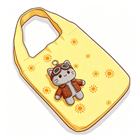 Sac de courses pliable en peluche personnalisé avec logo, imprimé soleil, avec pendentif jouet en peluche chat, vente en gros