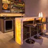 Comptoir de bar de restaurant moderne, comptoir de bar en forme de L éclairé par LED à vendre