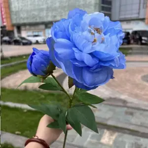 Q059 Wholesale Real Touch Artificial Silk Peony Two-headed Flower Luxury Wedding Home Hotel Decoration