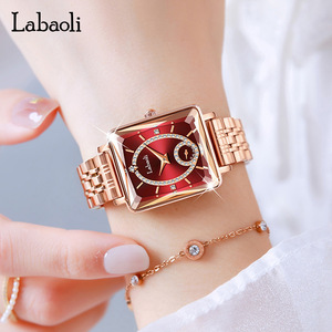 นาฬิกาข้อมือควอตซ์ทรง Tonneau ดีไซน์เรียบหรูสำหรับผู้หญิง LABAOLI สายสแตนเลสสตีลสีโรสโกลด์ ตัวเรือนโลหะผสม กระจกหนา 5 มม. สินค้ามาใหม่ - Product Image 6