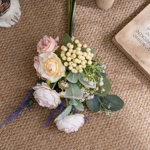CallaFloral Bouquet de fleurs artificielles à tenir à la main, pivoine, décoration de mariage et de maison CF02005 - Product Image 3