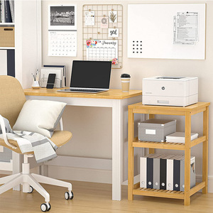 Tavolino da letto in bambù supporto per <span class=keywords><strong>stampante</strong></span> tavolino da salotto piccolo ripiano a 3 piani per comodino da bagno in legno - Product Image 5