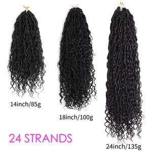 AliLeader 14 18 24 inci Ombre sintetis dewi Faux Locs keriting Crochet kepang rambut Boho River Locs Crochet ekstensi rambut