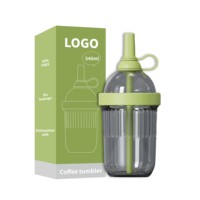 Gobelet de voyage en Tritan de 540 ml avec paille pour café et lait