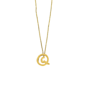 Collana con Ciondolo Lettera Q in Acciaio Inossidabile Placcato Oro 1,9 Cm, Gioiello Unisex alla Moda, Regalo Trendy - Product Image 1