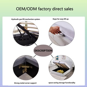 <span class=keywords><strong>Lit</strong></span> de Luxe en Velours Capitonnée avec Rivets, Tête de <span class=keywords><strong>Lit</strong></span> Haute, Gris Crème Noir, Tailles Double, Queen, King, avec Rangement et Système de Levage à Gaz - Product Image 6