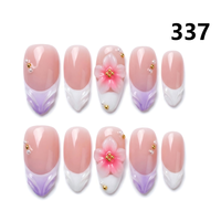 1396-1400 Kuku Palsu Buatan Tangan 10pcs Bahan Press-On Model Almond Desain Ukiran Bunga Kustom Modis Persegi untuk Jari