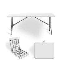 Table de salle à manger rectangulaire blanche en PEHD, robuste et pliable, pour 10 personnes, idéale pour les fêtes de jardin, disponible en 6 et 8 pieds, vente en gros