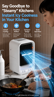 Ventilateur Rafraîchisseur d'Air Portable 3-en-1 à Succès avec Lumière Colorée, Humidificateur et Refroidissement par Eau, Mini Ventilateur en Plastique pour Utilisation Extérieure et Domestique