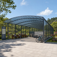 Abri public en aluminium pour parc, auvent avec toit en polycarbonate |   Abri de repos et d'attente le plus vendu pour sentiers de jardin