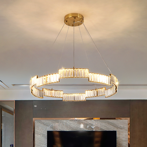 Iluminación moderna sala de estar Dormitorio lámpara de lujo anillo de oro conectado luz colgante de cristal - Product Image 2