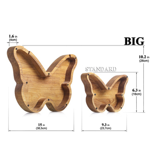 <span class=keywords><strong>Tirelire</strong></span> Papillon en Chêne Massif pour Enfants, Boîte à Monnaie de Sublimation pour la Remise des Diplômes, Boîte d'Épargne - Product Image 6