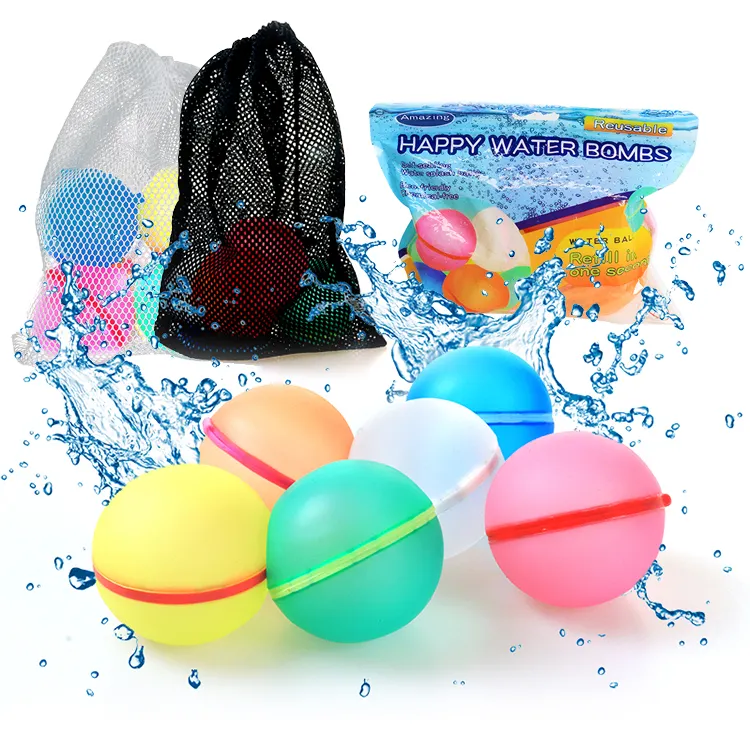 HMJ 2024 silicone summer pool toy easy fill self sealing closed quick fill refillable magic water balloon reusable waterballoons