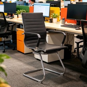 Chaise de réception visiteur à dossier bas, à cadre arqué, en métal, pour usage commercial, idéale pour les bureaux et les salles de conférence (vente en gros) - Product Image 2