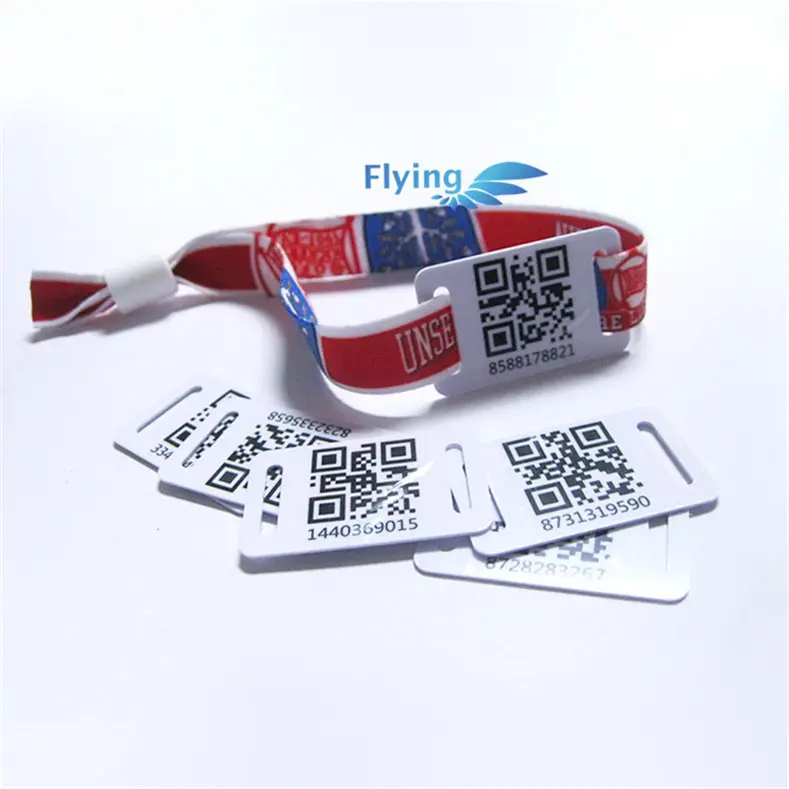 Pulsera QR rfid id para eventos, pulsera tejida rfid