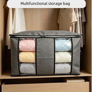 Thicken Non Woven Fabric Quilt Storage Bag Household Large Capacity Clothes Organizer Bag Quilt Storage Bag with <b>Double</b> Window - Product Image 2