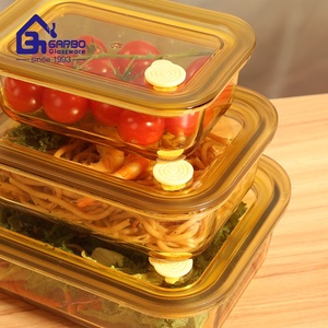Récipient alimentaire en verre à haute teneur en borosilicate <span class=keywords><strong>avec</strong></span> <span class=keywords><strong>couvercle</strong></span> coloré taille différente boîte à lunch en verre résistant à la chaleur <span class=keywords><strong>bol</strong></span> de couleur unie ambre - Product Image 5