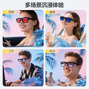 Smart Glasses GV90 Blue Red Touch Control <b>Bluetooth</b> Music AI Translation For Men Women - Product Image 5