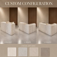 Comptoir de réception d'hôtel européen en marbre naturel, bureau de spa en forme de L avec éclairage LED, comptoir d'accueil de luxe pour salon