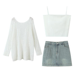 Cardigan asymétrique ajouré en maille pour femme Happy Plus N9003 – Couche transparente décontractée grande taille - Product Image 2