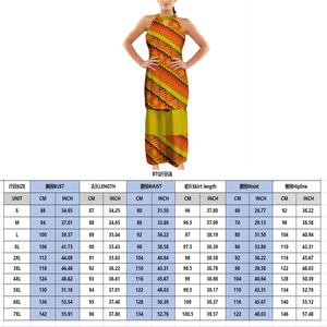 Baru Kustom Pacific Island Art Print Tanpa Lengan Samoan Puletasi Polynesian Halter Neckband Maxi Dress Oversize Wanita <span class=keywords><strong>2</strong></span> Piece Set - Product Image 5