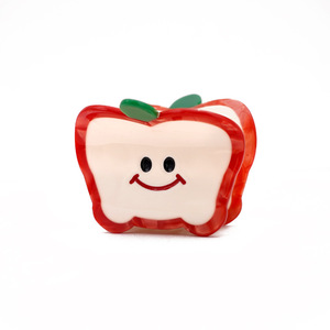 Vente en gros pince à cheveux mignonne pomme sourire visage pince à cheveux acétate pince à pression pour femmes pince à cheveux antidérapante pour chignon chignon accessoires de cheveux - Product Image 4