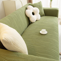 Housse de canapé universelle en velours jacquard élastique lavable, antidérapante, anti-poussière, style nordique, 100% polyester