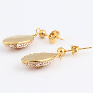 Rose Gold Oval <b>Stud</b> <b>Earrings</b> With Crystal Inlay For Party Fashion Jewelry - Product Image 5