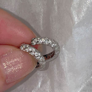 S925 Sterling Silver <b>Fine</b> <b>Stud</b> <b>Earrings</b> Fried Dough Twists Zircon Ear Buckle Small Design Light Luxury Earhole <b>Earrings</b> - Product Image 1