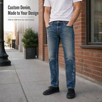 Jeans baggy pour hommes SOONREE, denim streetwear, jeans droits déchirés, jeans pour hommes Y2K, bleu délavé, vintage, OEM personnalisé, haute qualité
