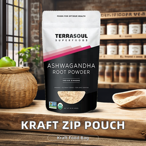 Thân thiện với môi nâu <span class=keywords><strong>kraft</strong></span> giấy Zip Pouch với Matte cửa sổ Tear notch Stand-Up nhiệt bịt kín nắp kéo bao bì mì Logo - Product Image 5