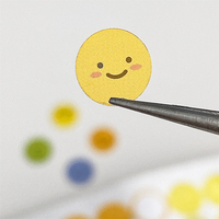 Etiquetas Adhesivas de Vinilo Resistentes al Agua con Diseño de Cara Sonriente y Puntos Coloridos, Personalizadas de Fábrica, para Regalos Promocionales, Embalaje, Manualidades