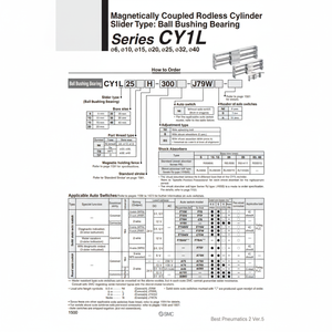 SMC นิวเมติกส์กระบอกไม่มีก้าน CY1L15H-310ชิ้นส่วนนิวเมติก - Product Image 1