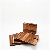 Plateau en bois d'acacia (acaia) 5 pièces sans poignées, multifonctionnel 4-en-1 avec 1 boîte de rangement à poignées, plateau de puzzle en bois