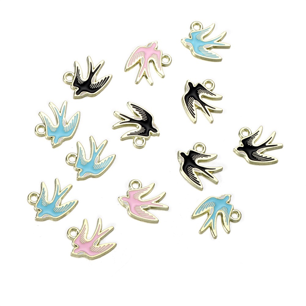 Pendentif hirondelle de couleurs mélangées (10pcs)