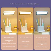 Lampe de lecture LED moderne OEM ODM avec support pour stylo et téléphone, col de cygne flexible, intensité réglable, rechargeable, commande tactile, protection oculaire