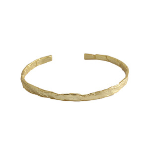 925 Sterling <strong>Silver</strong> Bangle Irregular 18k Gold Plated Adjustable <strong>Cuff</strong> <strong>Bracelet</strong> for Women Jewelry - Product Image 6