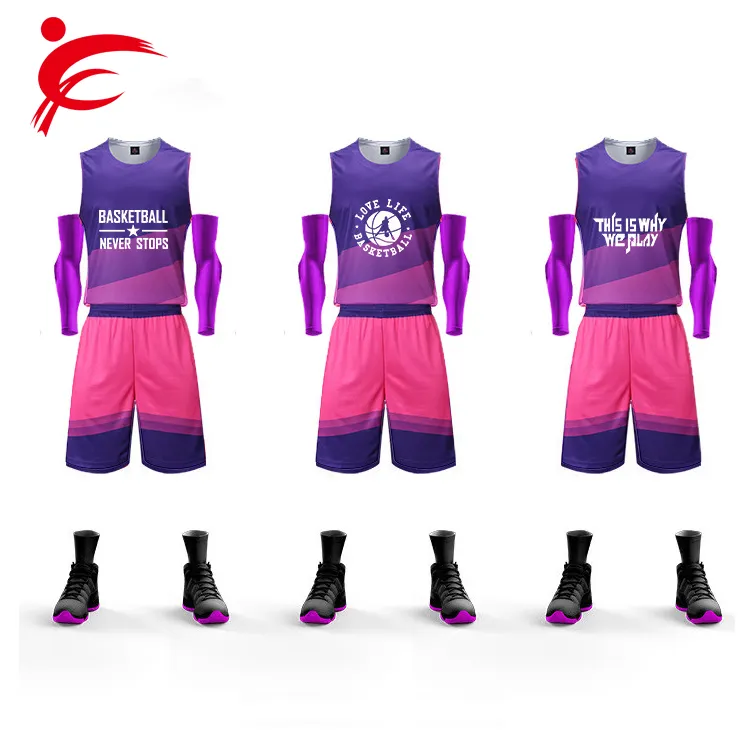 Jersey Basket Desain Terbaik/Pakaian Olahraga Basket/Seragam Basket Sublimasi