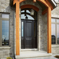 Portes principales extérieures en verre trempé de style luxe Portes cintrées en bois à double sécurité pour les maisons