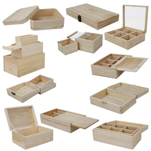 Cajas de Almacenamiento de Madera de Pino Rectangulares Hechas a Medida, Decoración del Hogar, Embalaje de Regalos, Acabado Natural Sin Pulir - Product Image 1
