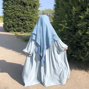 Trendy zarif Eid geleneksel müslüman namaz İslami Khimar 2 katmanlar başörtüsü elbise namaz Abaya Abaya müslüman kadınlar için