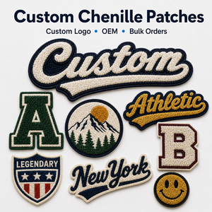Wholesale Custom Logo 3D Chenille Patches Durable All The Time Custom Chenille Patch Iron On Clothing Hat <b>Bag</b> - Product Image 1